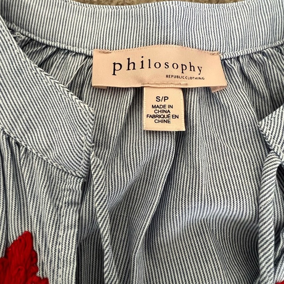 Philosophy Blue Blouse with Red Embroidery - Picture 3 of 3